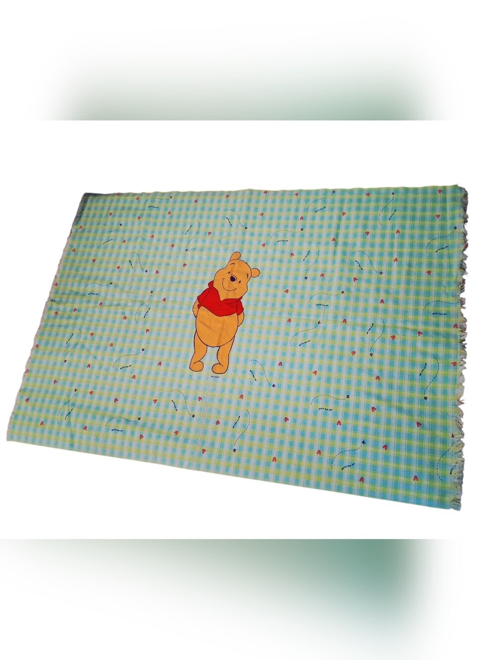 Winnie the Pooh Green Check Fabric Panels 3114